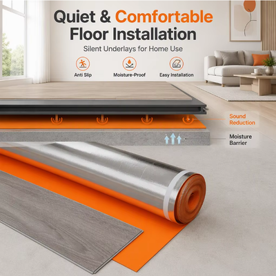 IXPE Schaumstoff Bodenunterlage Schallabsorbierend Feuchtigkeitsbeständig Gepolstert für PVC SPC Vinylböden Ideal für Wohnungen, Hotels und Krankenhausrenovierungen