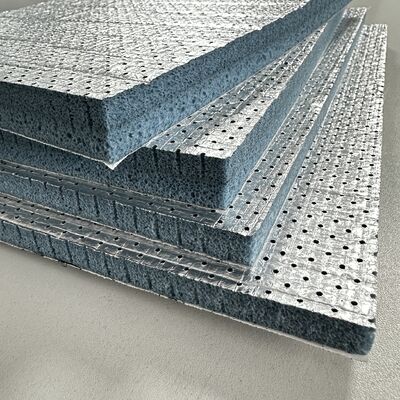 Halboffenzelliger Polyolefin-PO-Akustikschaum mit Aluminiumfolienschicht und selbstklebender Rückseite. Premium-Isolierplatten zur Geräuschreduzierung, feuerbeständig und einfach zu installieren für Lüftungssysteme