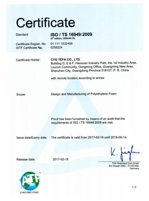 Kreuzverknüpfte geschlossene Zelle Polyolefin Schaum XPE / IXPE Wärmedämmstoff für Bau und HVAC 24